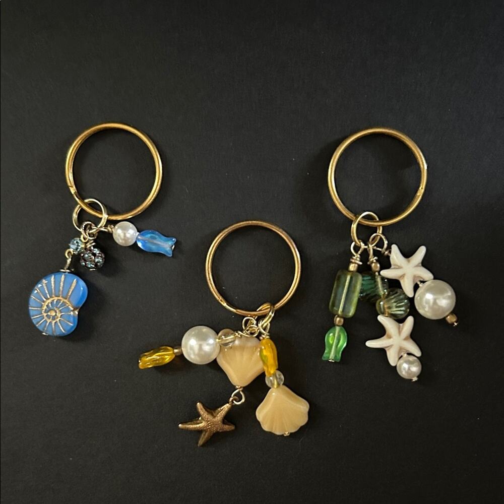 Nautical Summer Themed Set of 3 Key Rings, Perfect For Gifting and Keeping